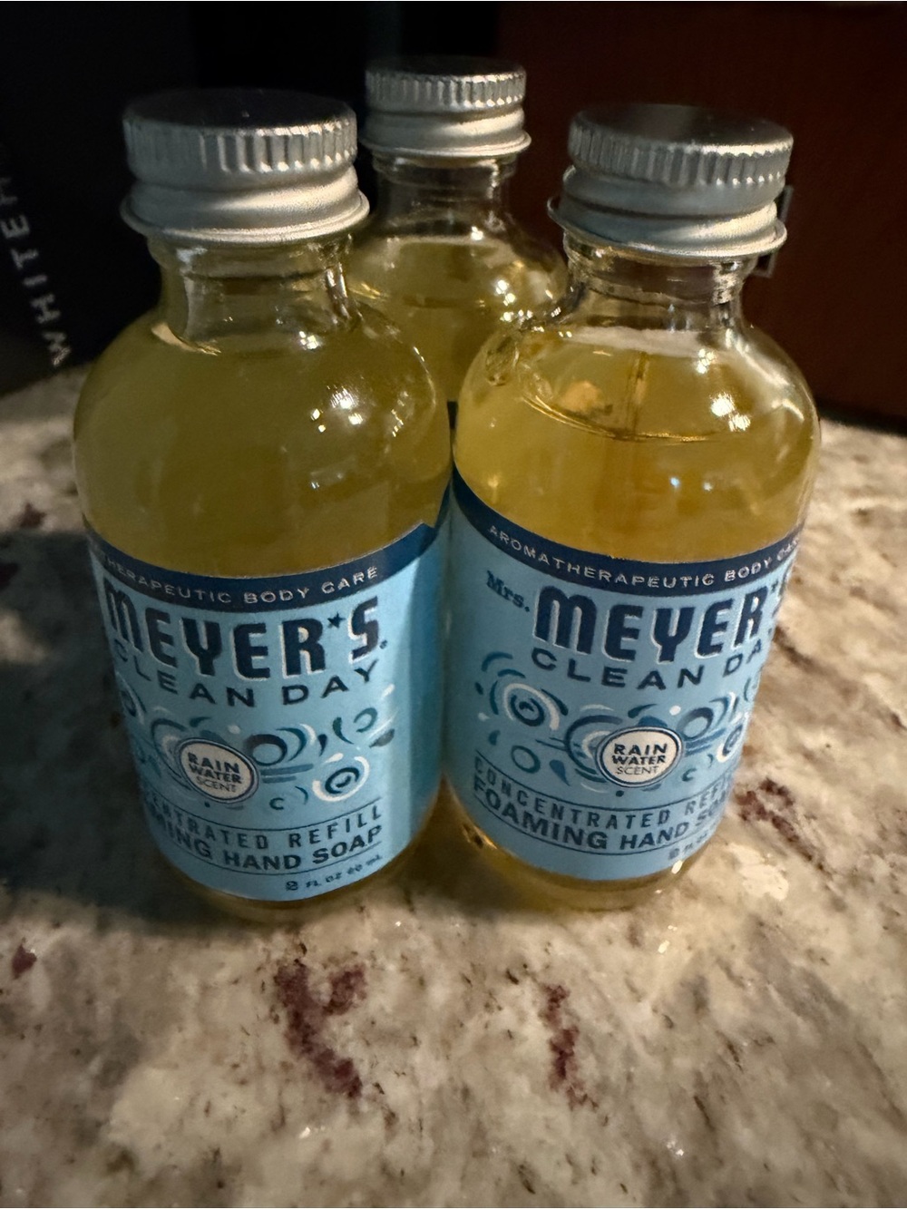 3 Mrs. Meyer’s Rain Water Concentrated Foaming Hand Soap Refills 2 oz Lot